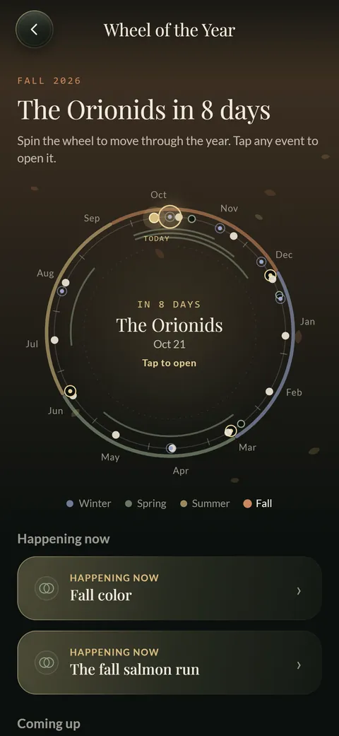 Wheel of the Year: spin through the year’s real events.